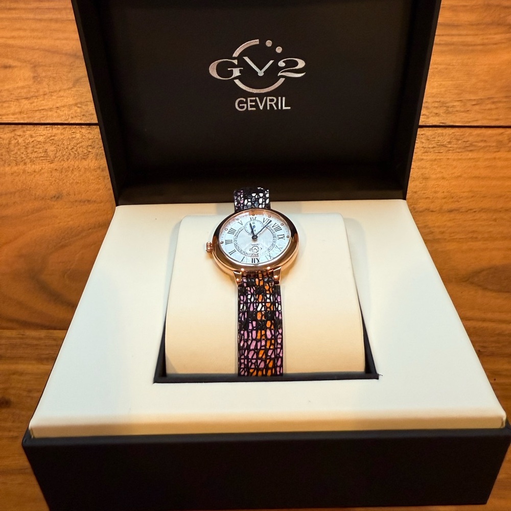 GEVRIL Women's Watch with Purple and Black Strap